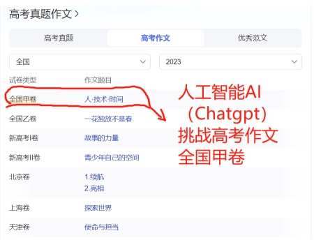 人工智能AI（Chagpt）挑战2023高考作文：全国甲卷